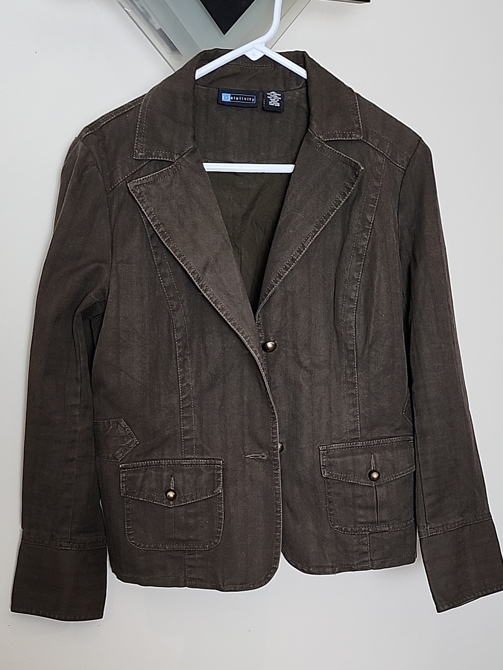 Relativity Vintage Y2K Brown Denim Tailored Blazer
